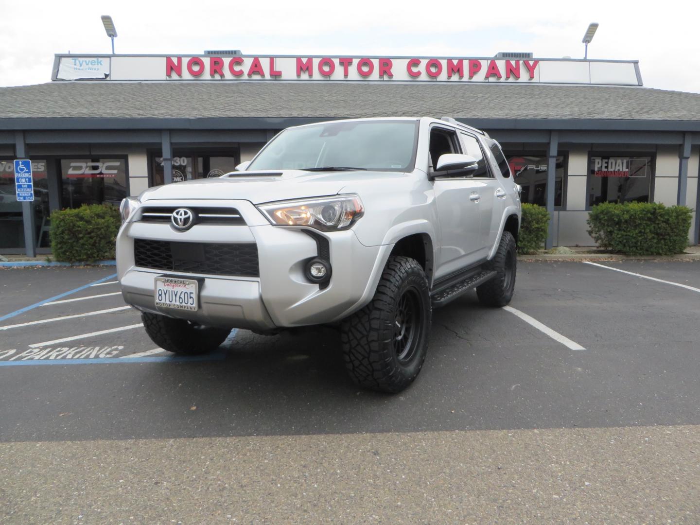 2022 SILVER /BLACK Toyota 4Runner TRD Off-road Premium (JTERU5JR0N6) with an V6, 4.0 Liter engine, Automatic, 5-Spd w/Sequential Shift transmission, located at 2630 Grass Valley Highway, Auburn, CA, 95603, (530) 508-5100, 38.937893, -121.095482 - Bilstein 5100 series front struts and rear shocks, 17" Modco wheels, and 285 Nitto Ridge Grappler tires. - Photo#0